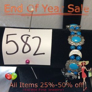 Blue faux Turquoise  Charm Bracelet